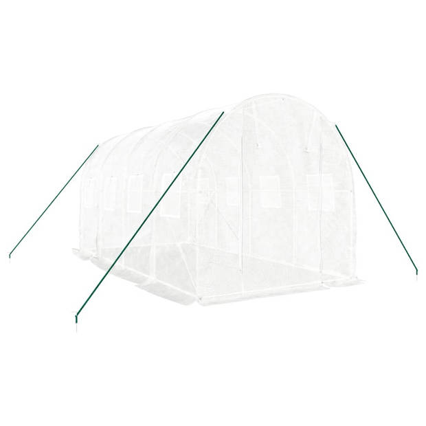 The Living Store Broeikas - PE en gegalvaniseerd staal - 4 x 2 x 2 m - wit - 140 g/m² - The Living Store