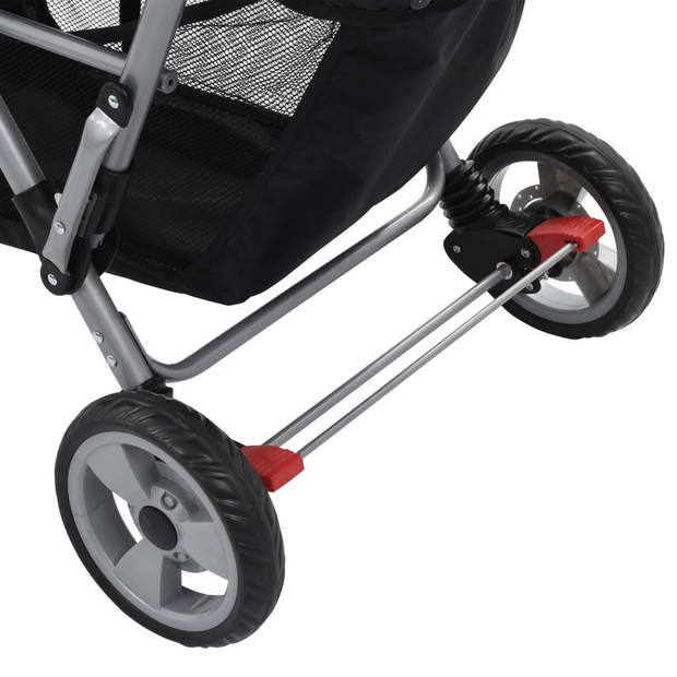 The Living Store Dubbele Kinderwagen - Staal - Oxford Stof - 122.5x53.5x111 cm (LxBxH)