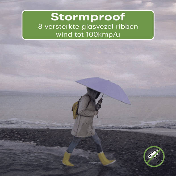 Travelhawk Stormparaplu opvouwbaar - Stormbestendig tot 100km/u - Automatisch uitklapbaar - Incl. Beschermhoes - Zwart
