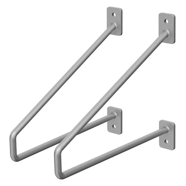 Plankhouder haarspeld 2 stuks 22x18x2,3 cm grijs metaal ML design