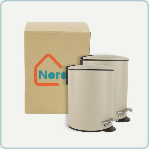 Nordix Pedaalemmer - 3 Liter - 2 stuks - Badkamer - Toilet - Beige - Metaal