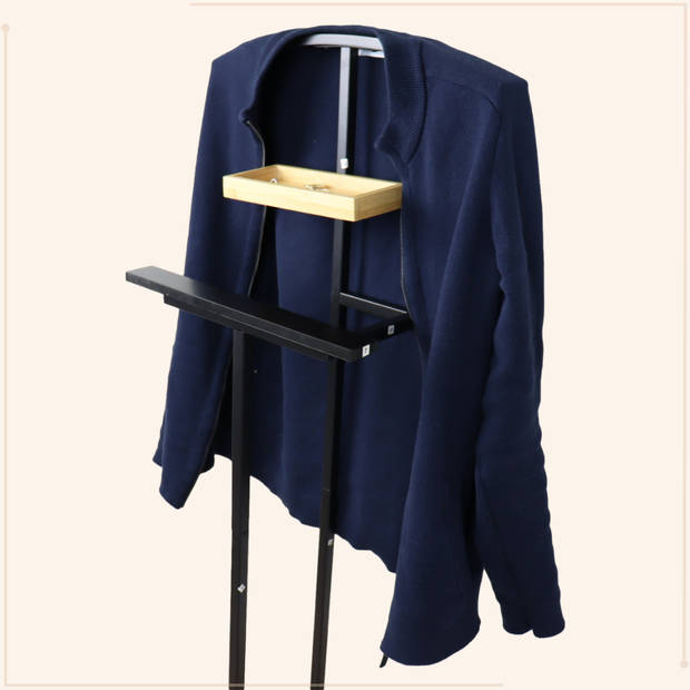 MISOU Dressboy - Kledingstandaard - 2 Stuks - Kledinghouder - Zwart - 114 cm - Kledingrek - Bamboe en metaal