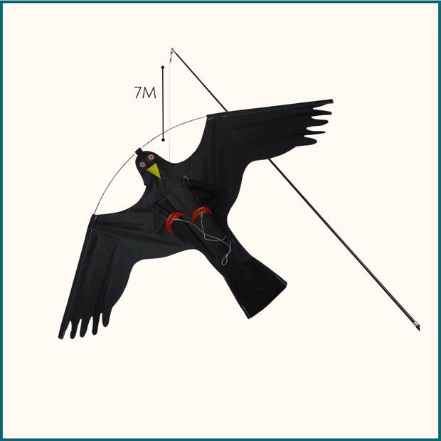 HIXA Vogelverjager - 7 Meter - 2 stuks - Duivenverjager - Vogelverschrikker - Kraaien - Kite - Zwart - Nylon