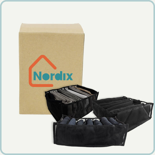 Nordix Kledingkast organizer - Opbergsysteem - Broeken - Lade - Organizer - Vakken - Zwart - 6 stuks - Ordenen