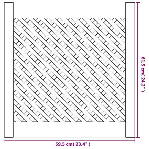 vidaXL Kastdeuren met latwerk 2 st 59,5x61,5 cm massief grenenhout