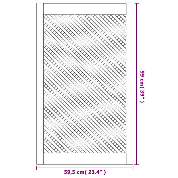 vidaXL Kastdeuren met latwerk 2 st 59,5x99 cm massief grenenhout