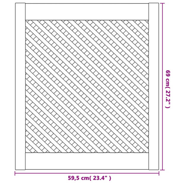 vidaXL Kastdeuren met latwerk 2 st 59,5x69 cm massief grenenhout