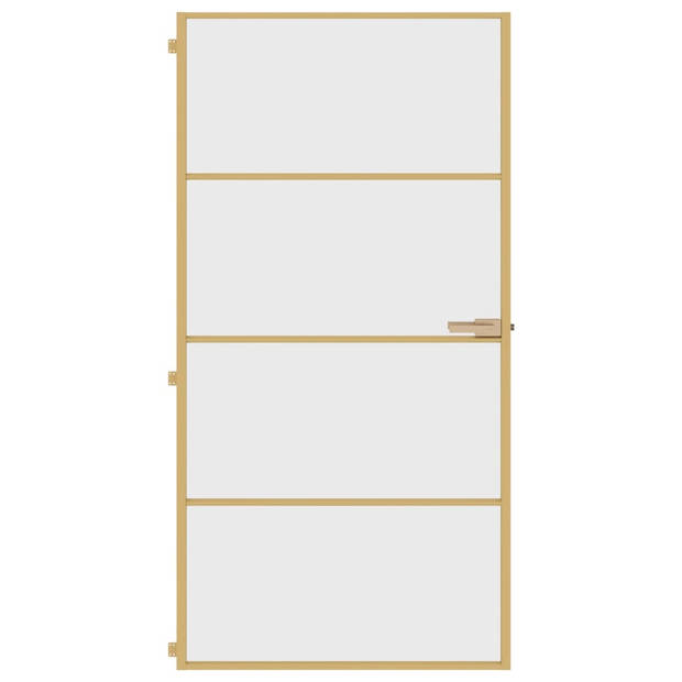 vidaXL Binnendeur smal 102,5x201,5 cm gehard glas en aluminium goud