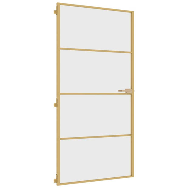 vidaXL Binnendeur smal 102,5x201,5 cm gehard glas en aluminium goud