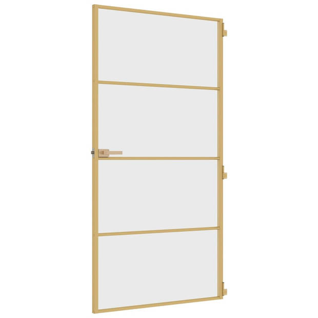 vidaXL Binnendeur smal 102,5x201,5 cm gehard glas en aluminium goud