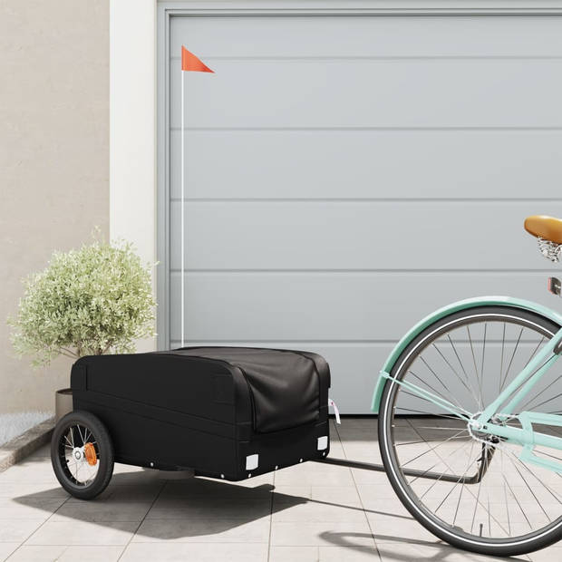 vidaXL Fietstrailer 30 kg ijzer zwart