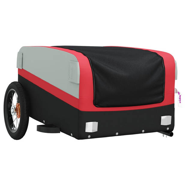 vidaXL Fietstrailer 30 kg ijzer zwart en rood