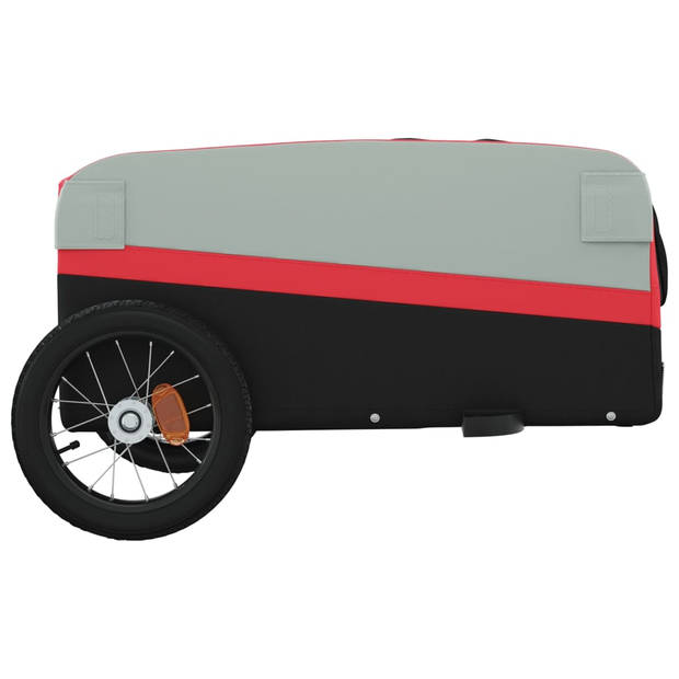 vidaXL Fietstrailer 30 kg ijzer zwart en rood