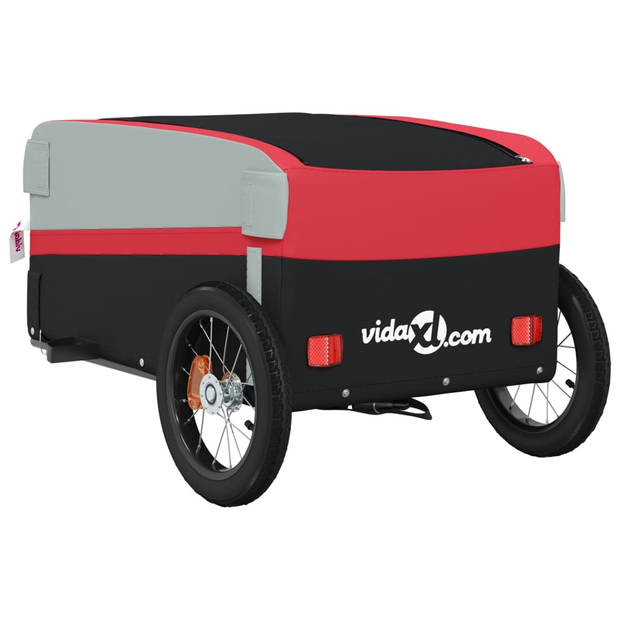 vidaXL Fietstrailer 30 kg ijzer zwart en rood