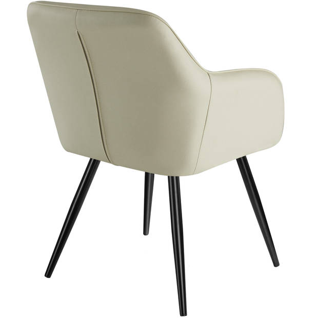 tectake - set van 6 Stoelen - Marilyn stof - diverse kleuren - creme /zwart