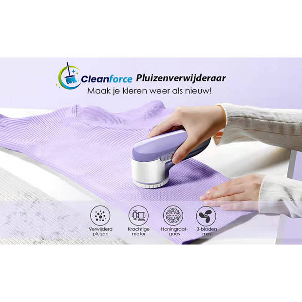 Cleanforce Pluizenverwijderaar - Draadloos - Incl. extra opzetstuk - Ontpluizer - Lint remover - Kledingontpluizer