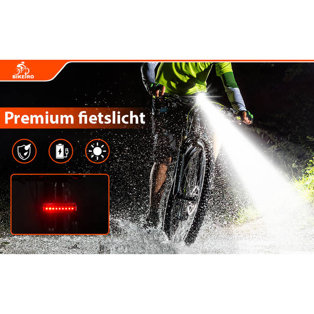 BikePro LED Fietsverlichting Set - Voorlicht en Achterlicht - USB Oplaadbaar - Fietslamp - Koplamp fiets - Fietslichten