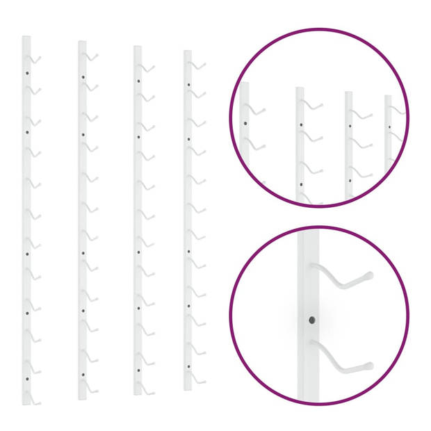 vidaXL Wijnrekken 2 st voor 12 flessen wandmontage ijzer wit