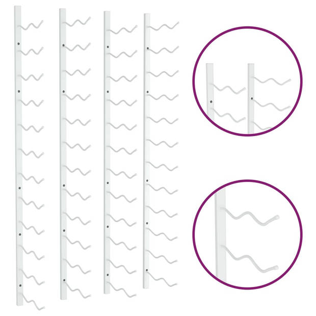 vidaXL Wijnrekken 2 st wandmontage voor 24 flessen ijzer wit