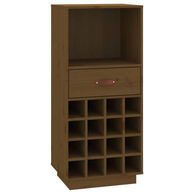 The Living Store Wijnkast Grenenhout - 45 x 34 x 100 cm - Honingbruin