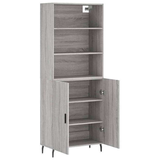 vidaXL Hoge kast 69,5x34x180 cm bewerkt hout grijs sonoma eikenkleurig