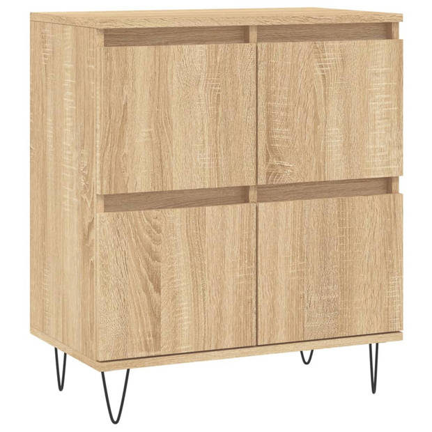 The Living Store Dressoir - Opbergkast - 60 x 35 x 70 cm - Sonoma Eiken - Bewerkt hout en ijzer