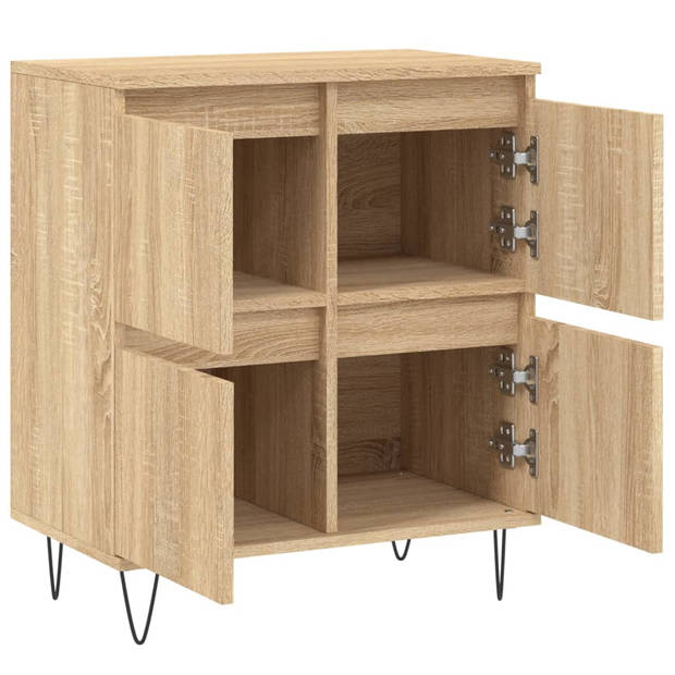 The Living Store Dressoir - Opbergkast - 60 x 35 x 70 cm - Sonoma Eiken - Bewerkt hout en ijzer