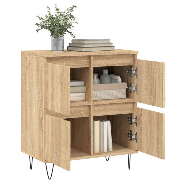 The Living Store Dressoir - Opbergkast - 60 x 35 x 70 cm - Sonoma Eiken - Bewerkt hout en ijzer