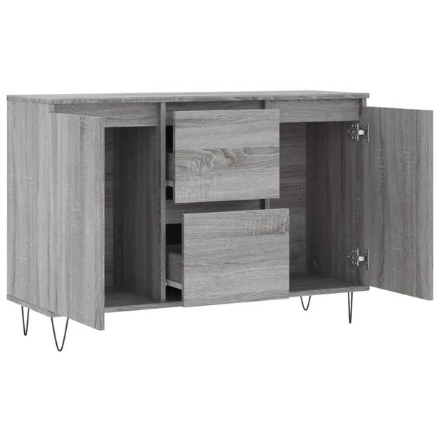 The Living Store Dressoir - Grijs Sonoma Eiken - 104 x 35 x 70 cm - Bewerkt hout en ijzer