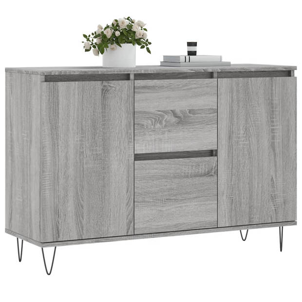 The Living Store Dressoir - Grijs Sonoma Eiken - 104 x 35 x 70 cm - Bewerkt hout en ijzer