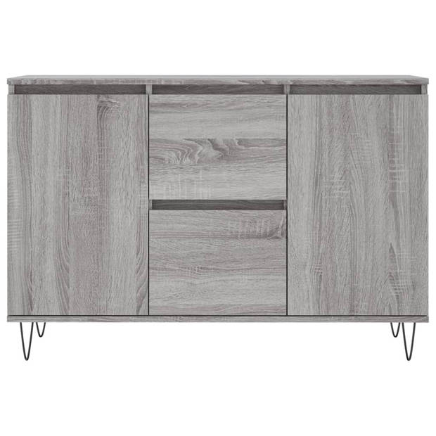 The Living Store Dressoir - Grijs Sonoma Eiken - 104 x 35 x 70 cm - Bewerkt hout en ijzer