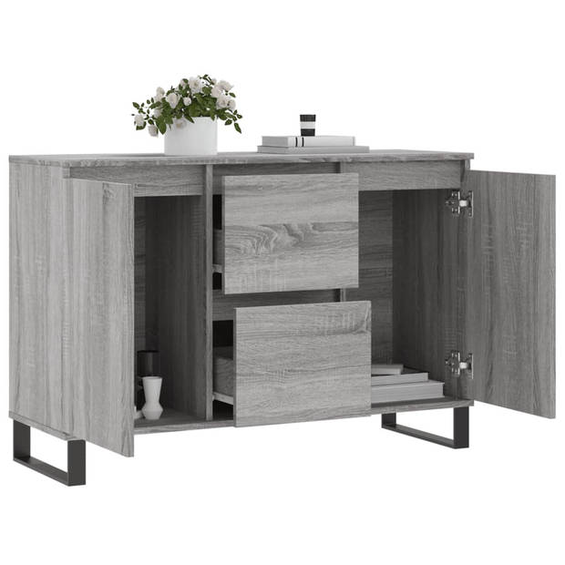 The Living Store Dressoir Meubel - 104x35x70 cm - Grijs Sonoma Eiken- Duurzaam bewerkt hout en ijzer