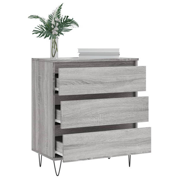 The Living Store Dressoir Opbergkast - 60x35x70 cm - Grijs Sonoma Eiken - Bewerkt Hout en IJzer