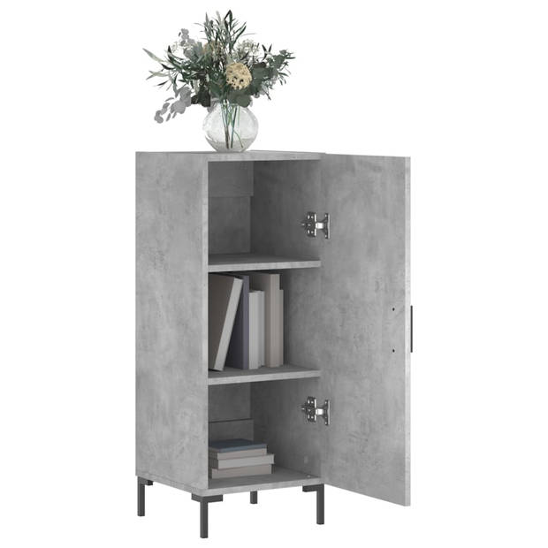 The Living Store Dressoir Betongrijs - 90 cm - 3 vakken - Metalen poten