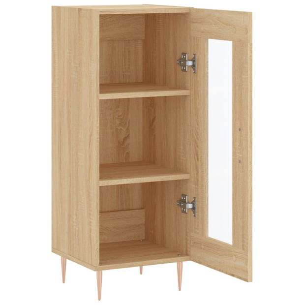 The Living Store Dressoir Sonoma Eiken - 34.5 x 34 x 90 cm - Duurzaam Hout - Glas