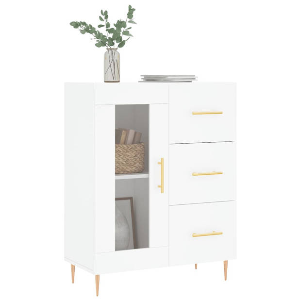 The Living Store Klassiek Dressoir - Hout - 69.5 x 34 x 90 cm - Wit