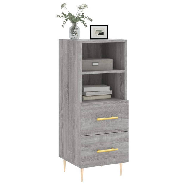 The Living Store Modern Dressoir - Grijs Sonoma Eiken - 34.5 x 34 x 90 cm - duurzaam hout/metaal