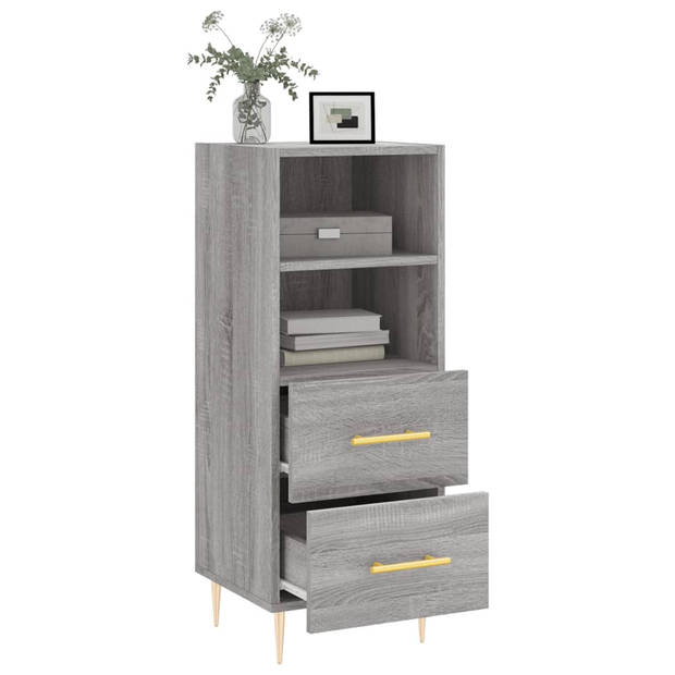 The Living Store Modern Dressoir - Grijs Sonoma Eiken - 34.5 x 34 x 90 cm - duurzaam hout/metaal