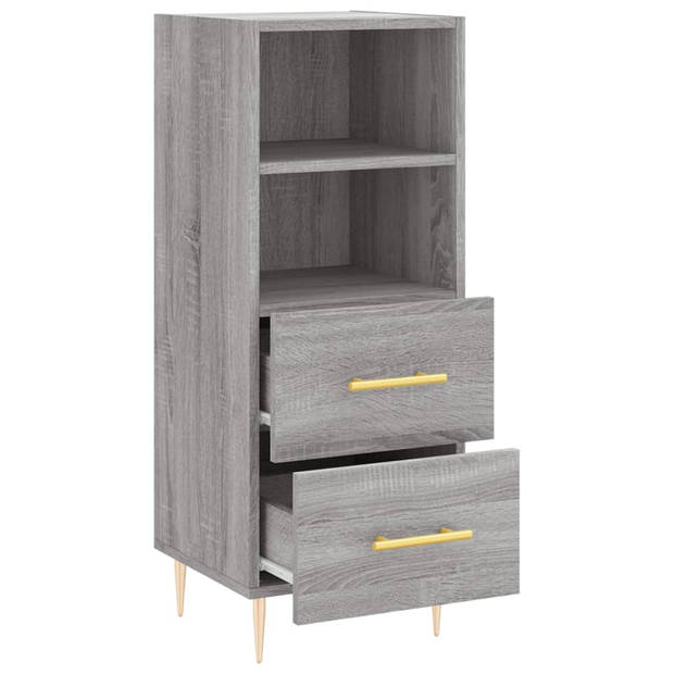 The Living Store Modern Dressoir - Grijs Sonoma Eiken - 34.5 x 34 x 90 cm - duurzaam hout/metaal