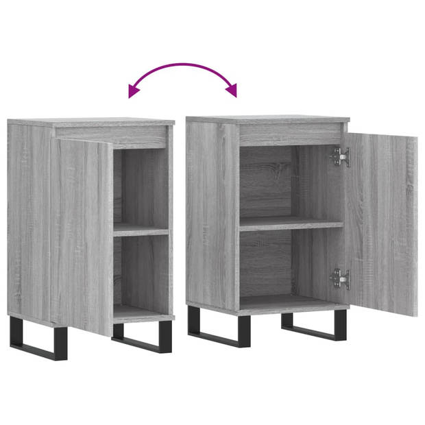 The Living Store Dressoir - Grey Sonoma Oak - 40 x 35 x 70 cm - Durable Wood - Metal