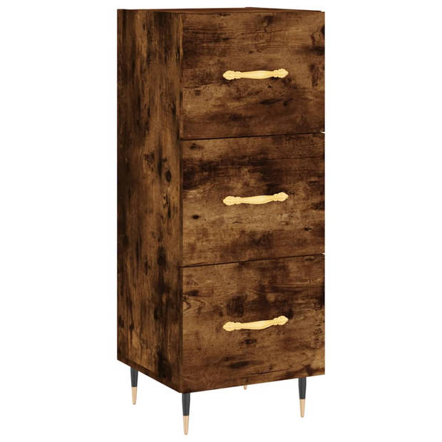 The Living Store Dressoir - s - Bijzetkast - 34.5 x 34 x 90 cm - Gerookt eiken