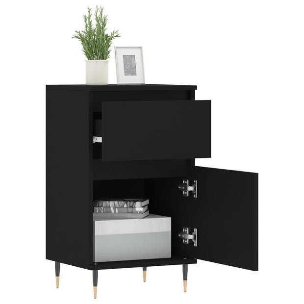 The Living Store Dressoir Zwarte Bewerkt Hout - 40 x 35 x 70 cm - Duurzaam en Stabiel