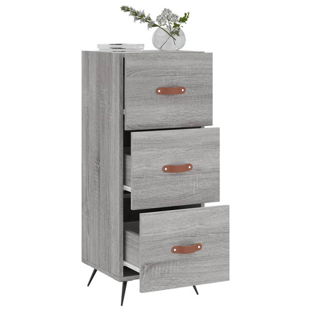 The Living Store Dressoir EIGENTIJDSE - Bijzetkast - 34.5 x 34 x 90 cm - Grijs Sonoma Eiken