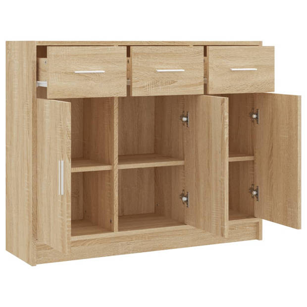 vidaXL Dressoir 91x28x75 cm bewerkt hout sonoma eikenkleurig