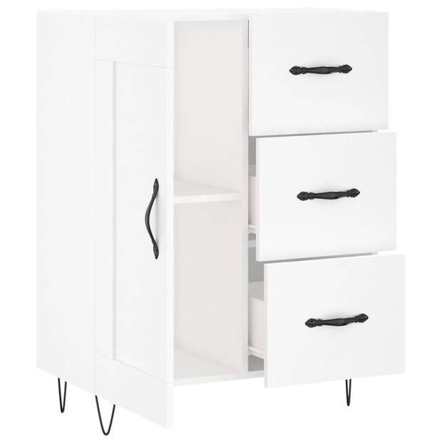 The Living Store Dressoir - Wit - 69.5 x 34 x 90 cm - Duurzaam bewerkt hout en metaal