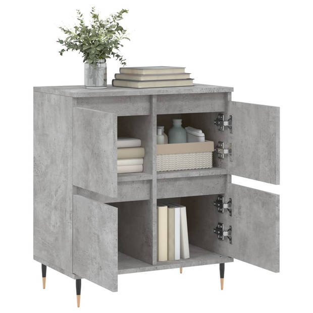 The Living Store Dressoir betongrijs - 60 x 35 x 70 cm - Duurzaam bewerkt hout en ijzer