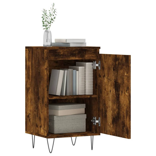 The Living Store Dressoir - Gerookt Eiken - 40 x 35 x 70 cm - Metalen Poten