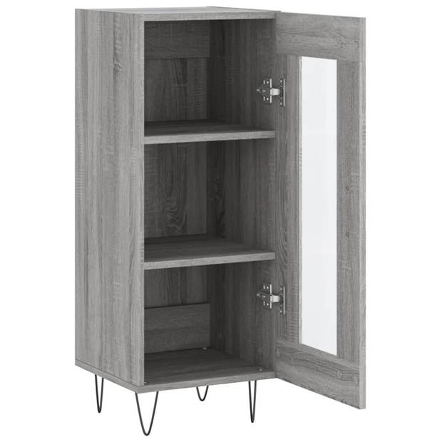 The Living Store Dressoir Opbergen Grijs Sonoma Eiken 34.5x34x90cm - Bewerkt Hout