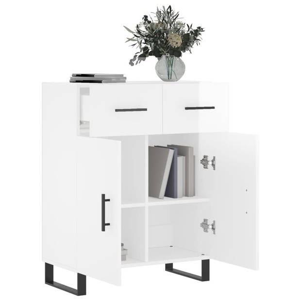 The Living Store Dressoir - Hoogglans Wit - 69.5 x 34 x 90 cm - Duurzaam materiaal