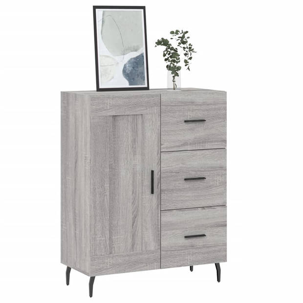 The Living Store Dressoir - 69.5 x 34 x 90 cm - Grijs Sonoma Eiken